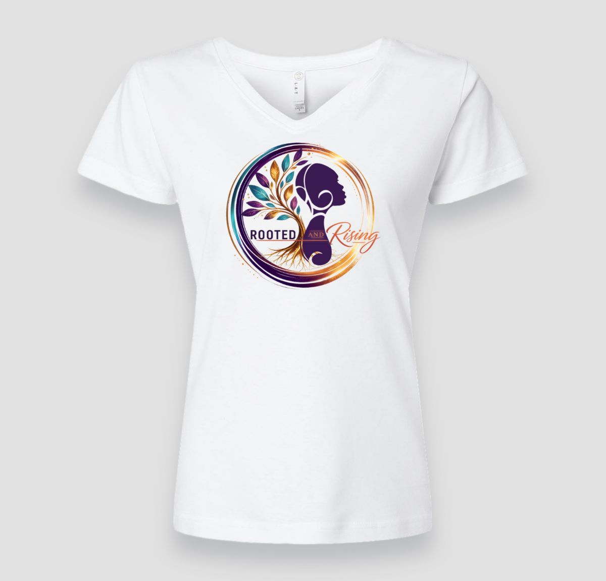 Rooted And Rising V Neck Tee - White